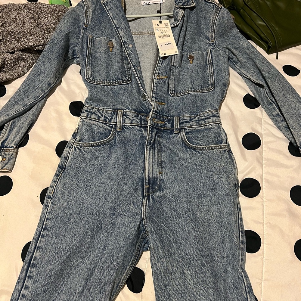 Zara Light Blue Denim Jumpsuit